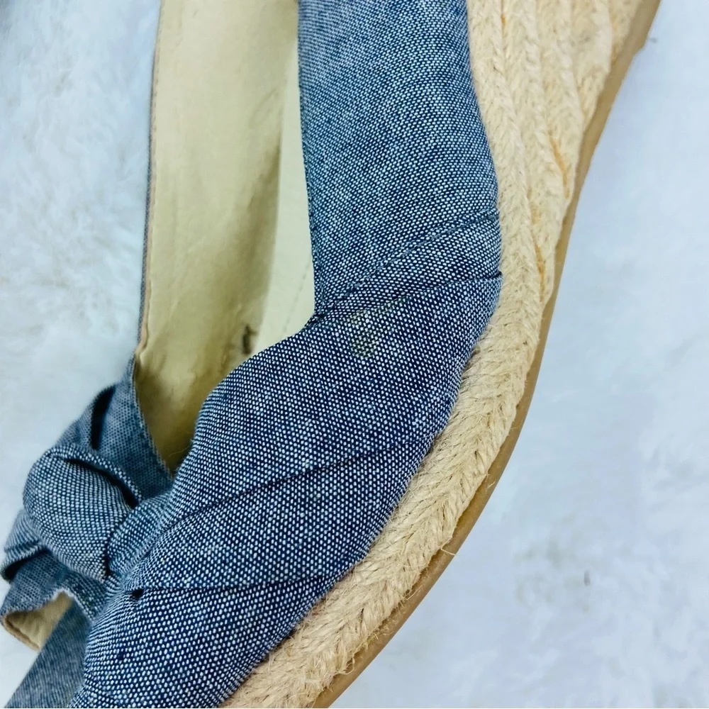 Lands' End denim Blue espadrille Wedge Sandals size 10